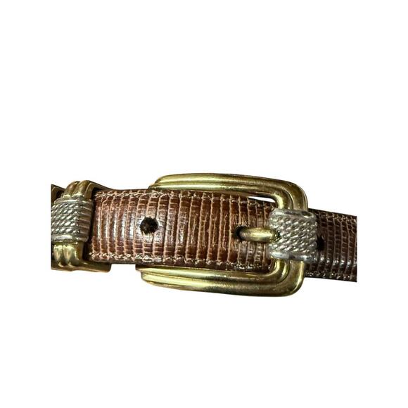 Women's Brown Brighton Classics Silver Gold Buckle ML32 Belt - Picture 4 of 9